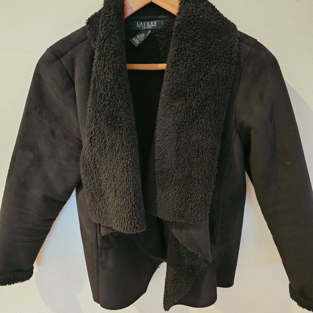 Lauren faux suede drape jacket